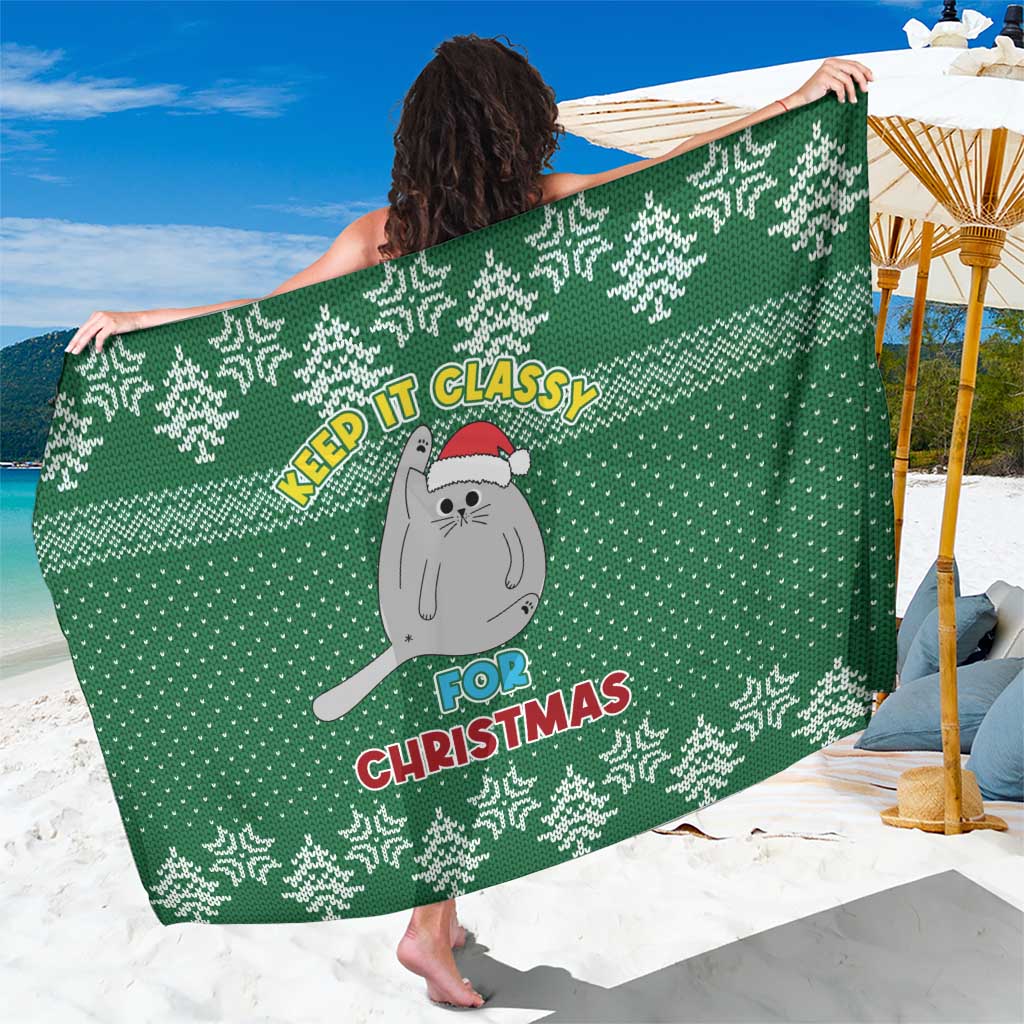 Cat Keep It Classy Christmas Sarong Xmas Holiday Patterns - Wonder Print Shop