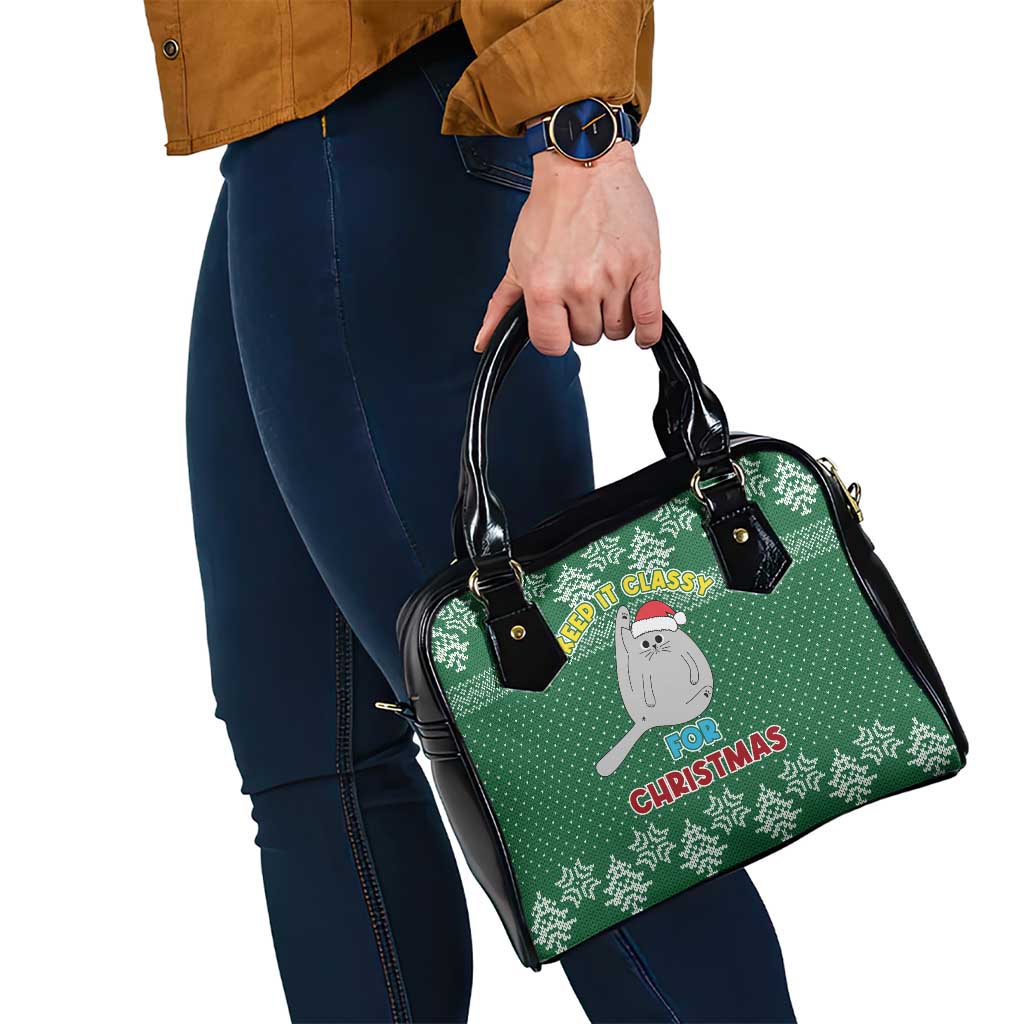 Cat Keep It Classy Christmas Shoulder Handbag Xmas Holiday Patterns - Wonder Print Shop
