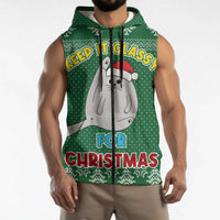 Cat Keep It Classy Christmas Sleeveless Zip Hoodie Xmas Holiday Patterns - Wonder Print Shop