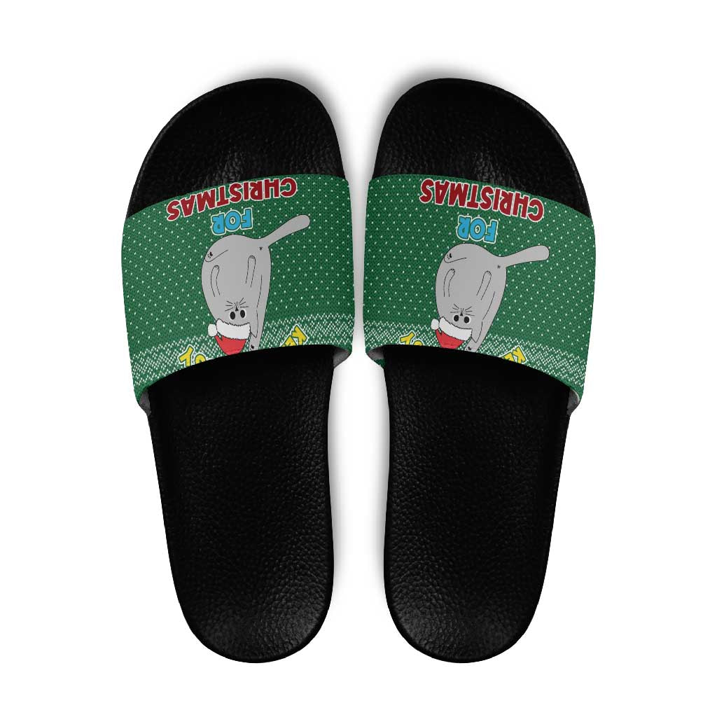 Cat Keep It Classy Christmas Slide Sandals Xmas Holiday Patterns - Wonder Print Shop