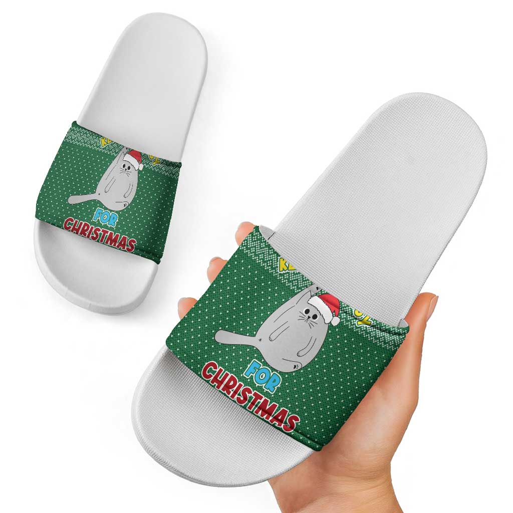 Cat Keep It Classy Christmas Slide Sandals Xmas Holiday Patterns - Wonder Print Shop