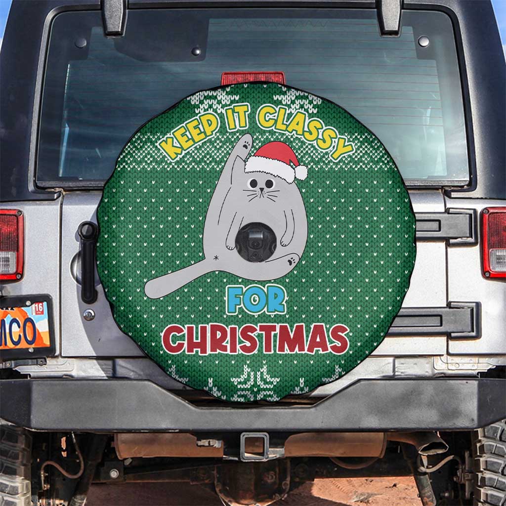 Cat Keep It Classy Christmas Spare Tire Cover Xmas Holiday Patterns - Wonder Print Shop