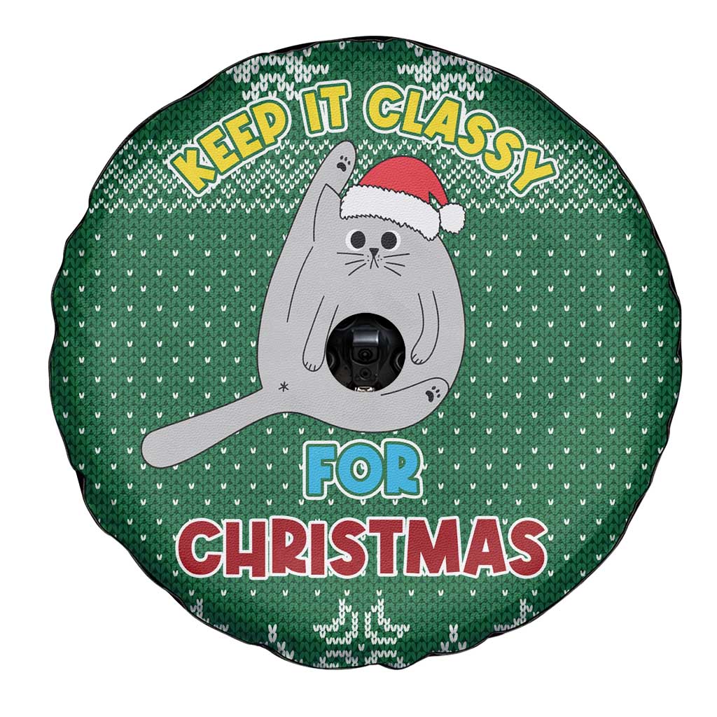 Cat Keep It Classy Christmas Spare Tire Cover Xmas Holiday Patterns - Wonder Print Shop