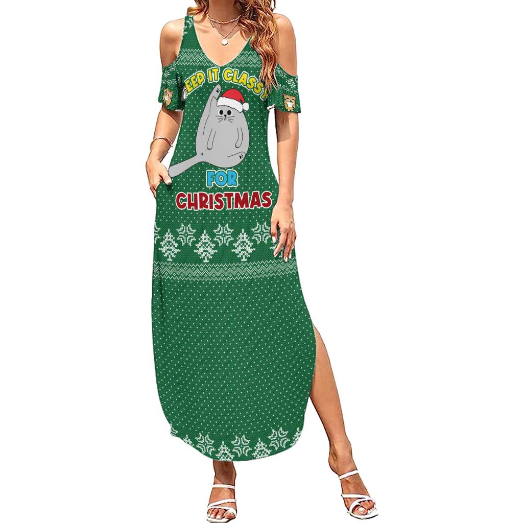 Cat Keep It Classy Christmas Summer Maxi Dress Xmas Holiday Patterns - Wonder Print Shop