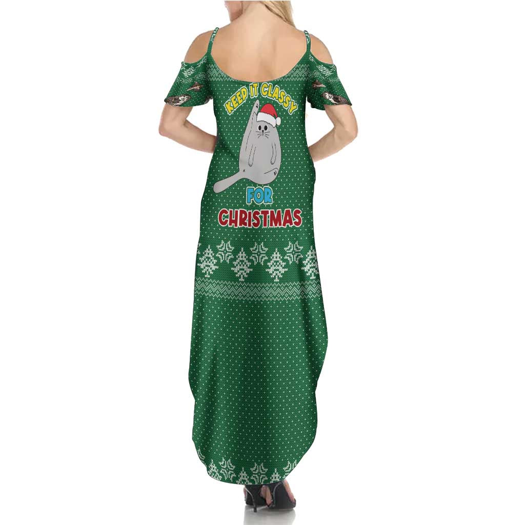 Cat Keep It Classy Christmas Summer Maxi Dress Xmas Holiday Patterns - Wonder Print Shop