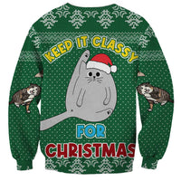 Cat Keep It Classy Christmas Sweatshirt Xmas Holiday Patterns - Wonder Print Shop