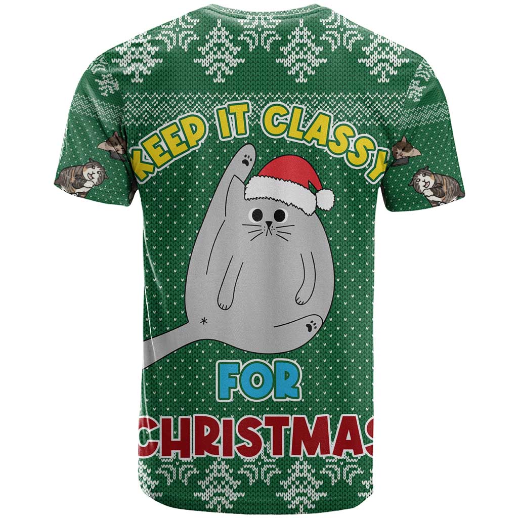 Cat Keep It Classy Christmas T Shirt Xmas Holiday Patterns - Wonder Print Shop