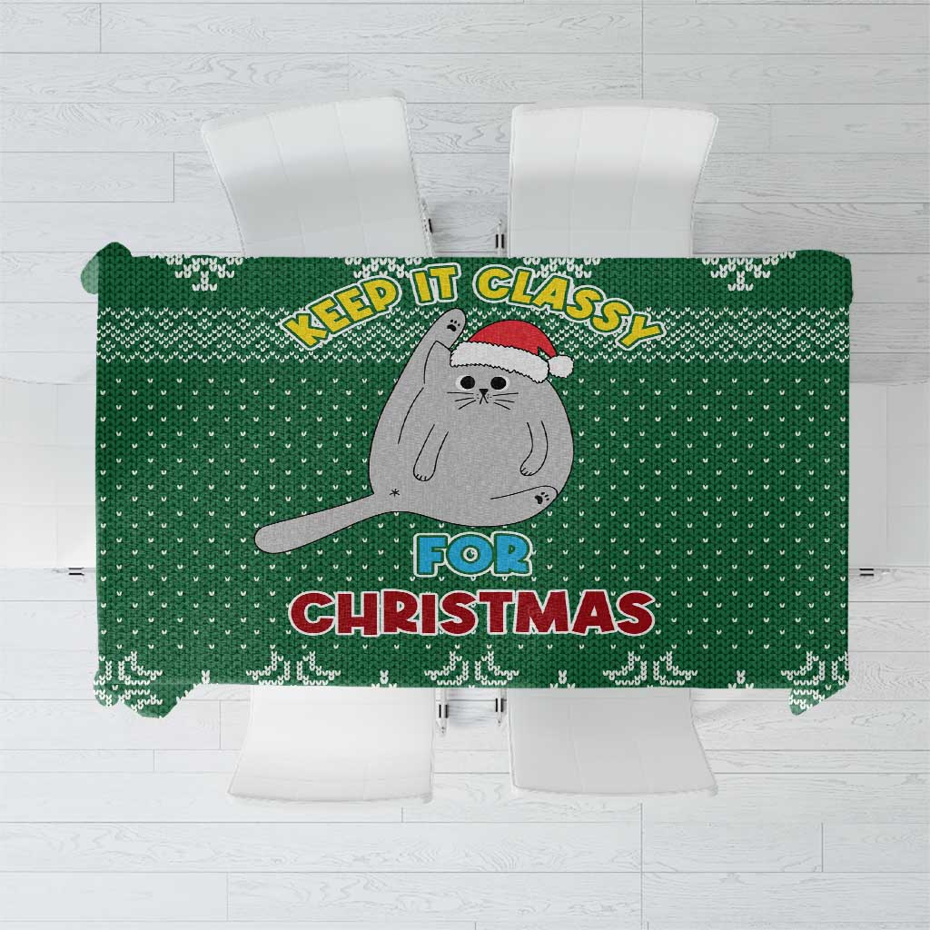 Cat Keep It Classy Christmas Tablecloth Xmas Holiday Patterns - Wonder Print Shop