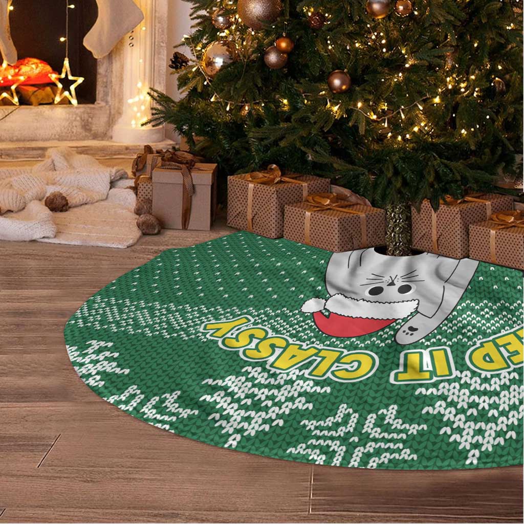 Cat Keep It Classy Christmas Tree Skirt Xmas Holiday Patterns - Wonder Print Shop