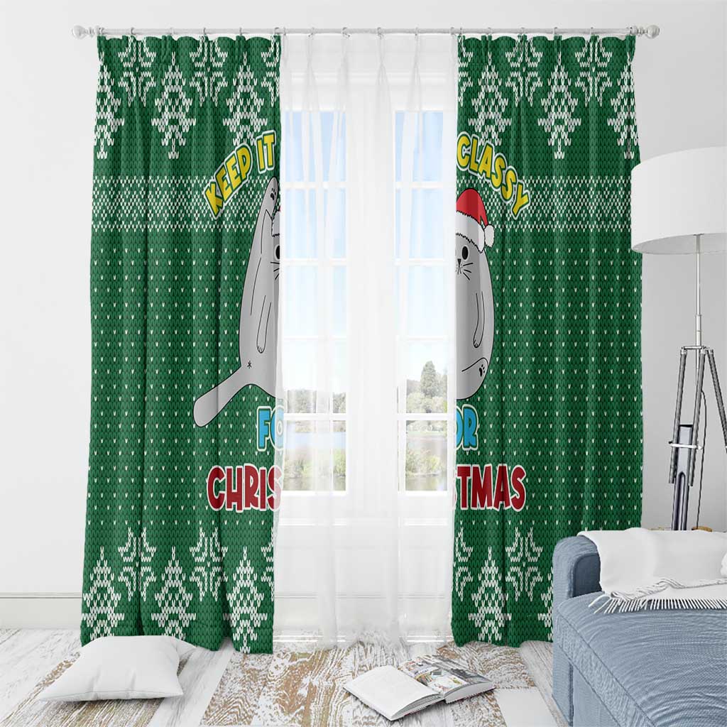 Cat Keep It Classy Christmas Window Curtain Xmas Holiday Patterns - Wonder Print Shop