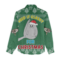 Cat Keep It Classy Christmas Women Casual Shirt Xmas Holiday Patterns - Wonder Print Shop