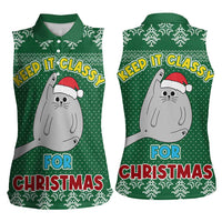 Cat Keep It Classy Christmas Women Sleeveless Polo Shirt Xmas Holiday Patterns - Wonder Print Shop