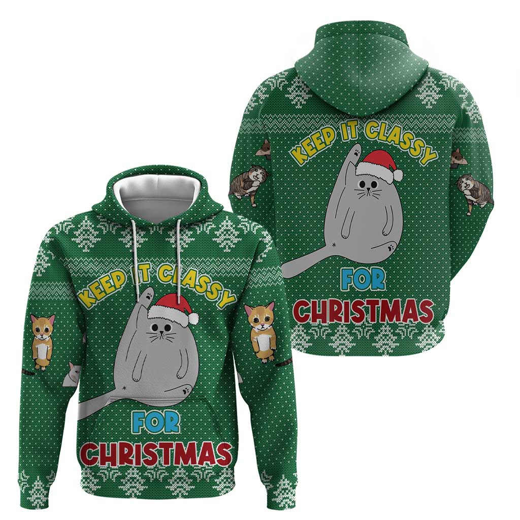 Cat Keep It Classy Christmas Zip Hoodie Xmas Holiday Patterns - Wonder Print Shop