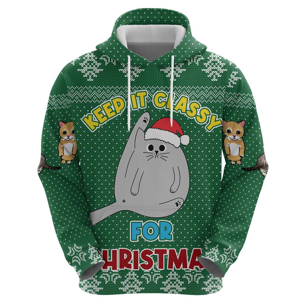 Cat Keep It Classy Christmas Zip Hoodie Xmas Holiday Patterns - Wonder Print Shop