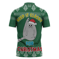 Cat Keep It Classy Christmas Zipper Polo Shirt Xmas Holiday Patterns - Wonder Print Shop