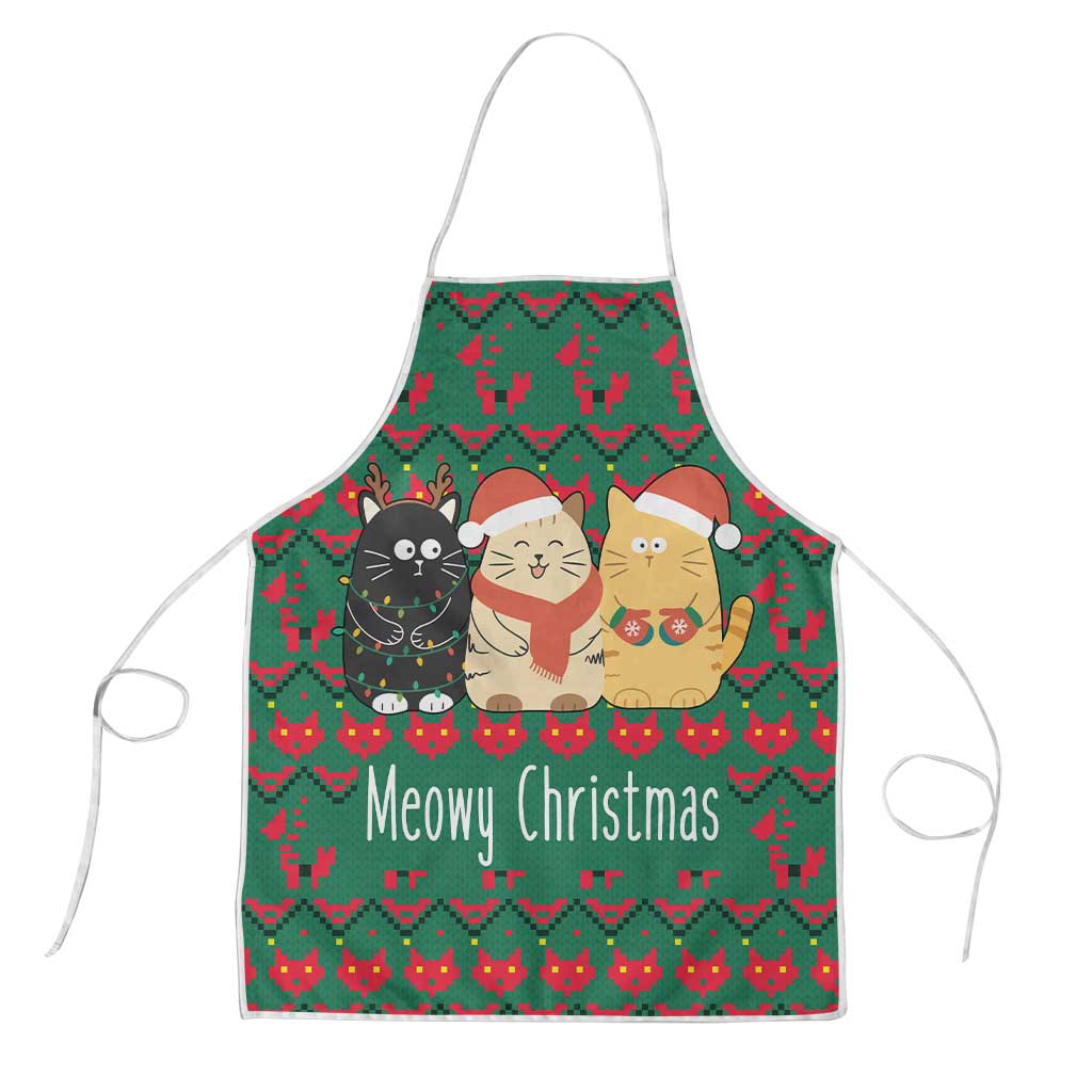 Cat Meowy Christmas Apron Xmas Holiday Patterns - Wonder Print Shop