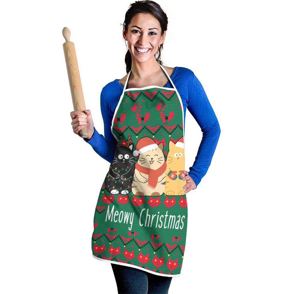 Cat Meowy Christmas Apron Xmas Holiday Patterns - Wonder Print Shop