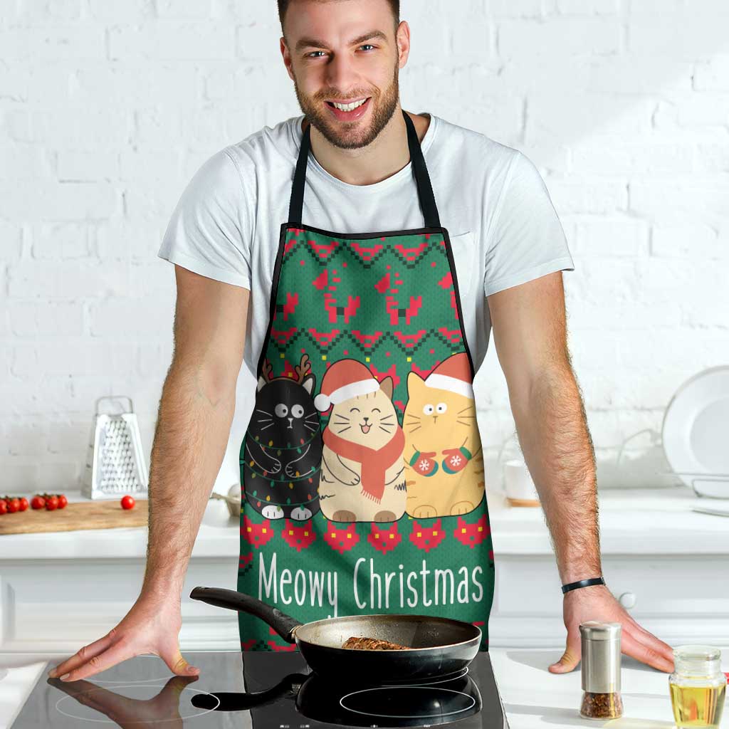 Cat Meowy Christmas Apron Xmas Holiday Patterns - Wonder Print Shop