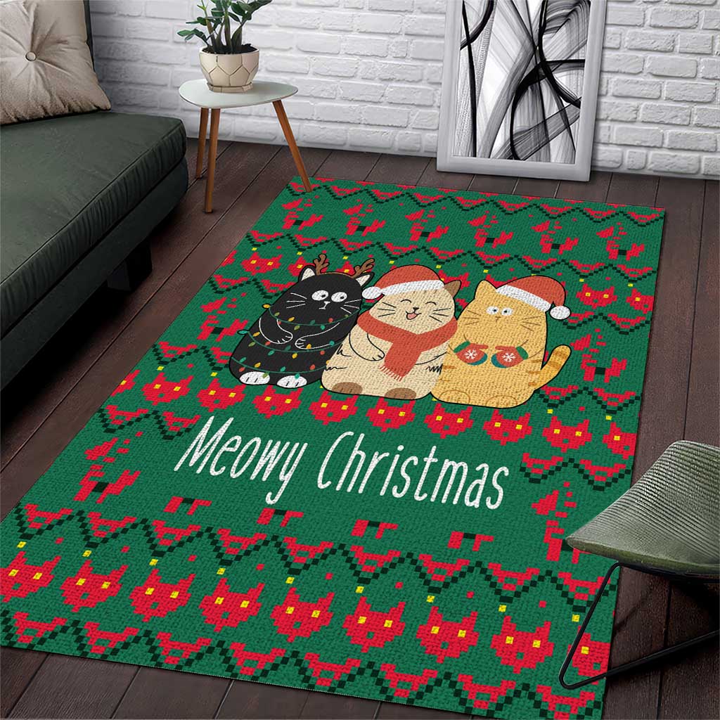 Cat Meowy Christmas Area Rug Xmas Holiday Patterns - Wonder Print Shop