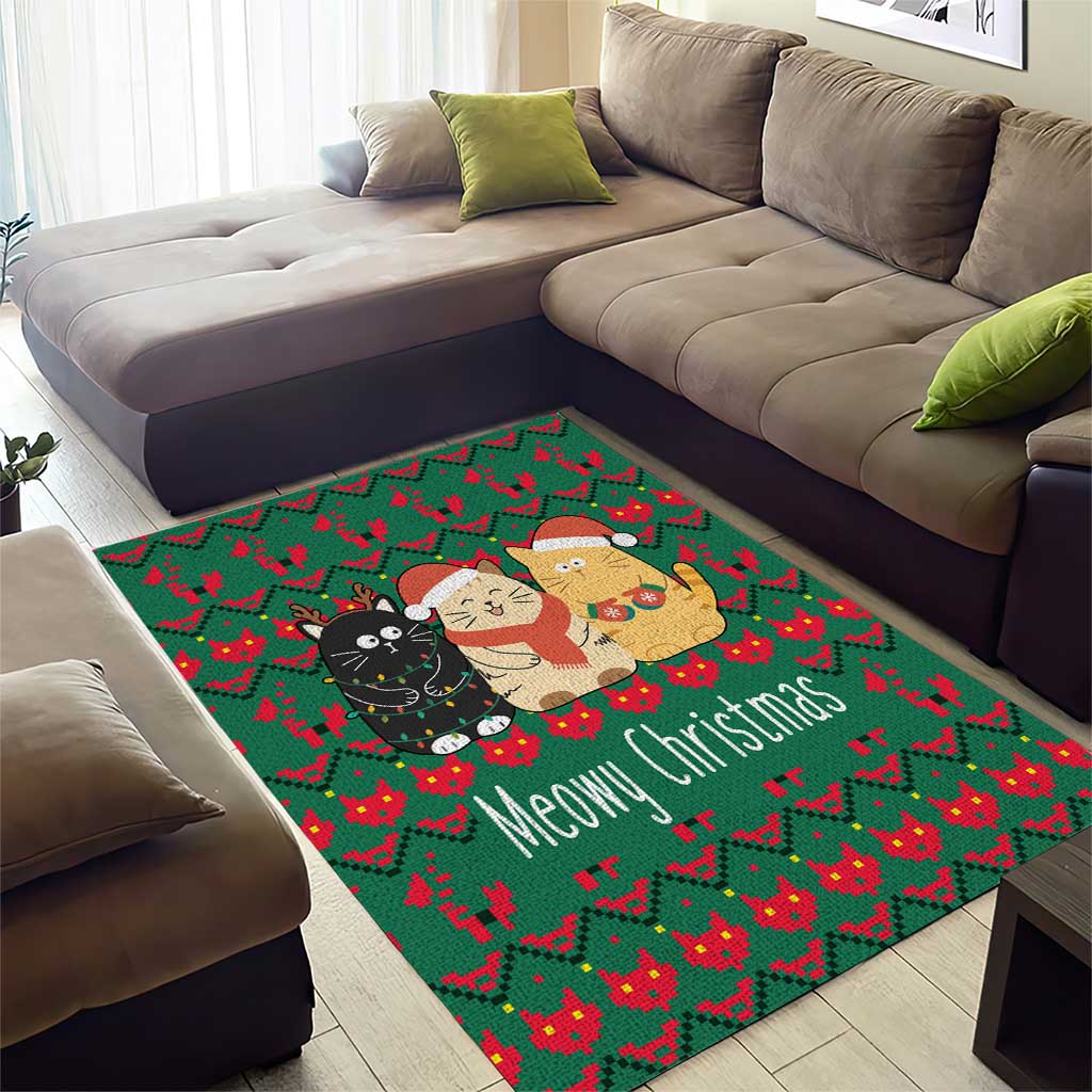 Cat Meowy Christmas Area Rug Xmas Holiday Patterns - Wonder Print Shop