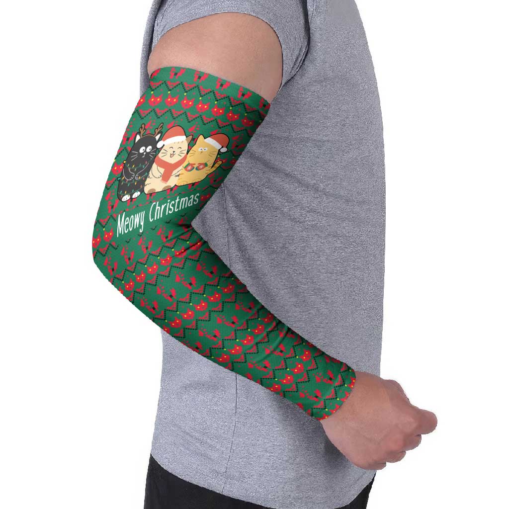 Cat Meowy Christmas Arm Sleeves Xmas Holiday Patterns - Wonder Print Shop