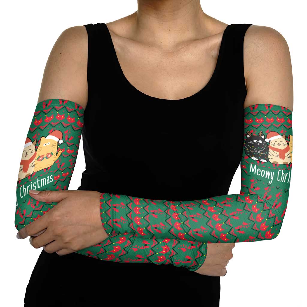 Cat Meowy Christmas Arm Sleeves Xmas Holiday Patterns - Wonder Print Shop