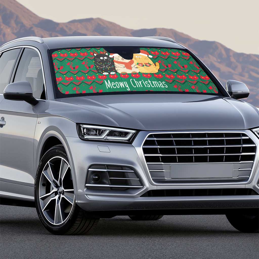 Cat Meowy Christmas Auto Sun Shade Xmas Holiday Patterns - Wonder Print Shop