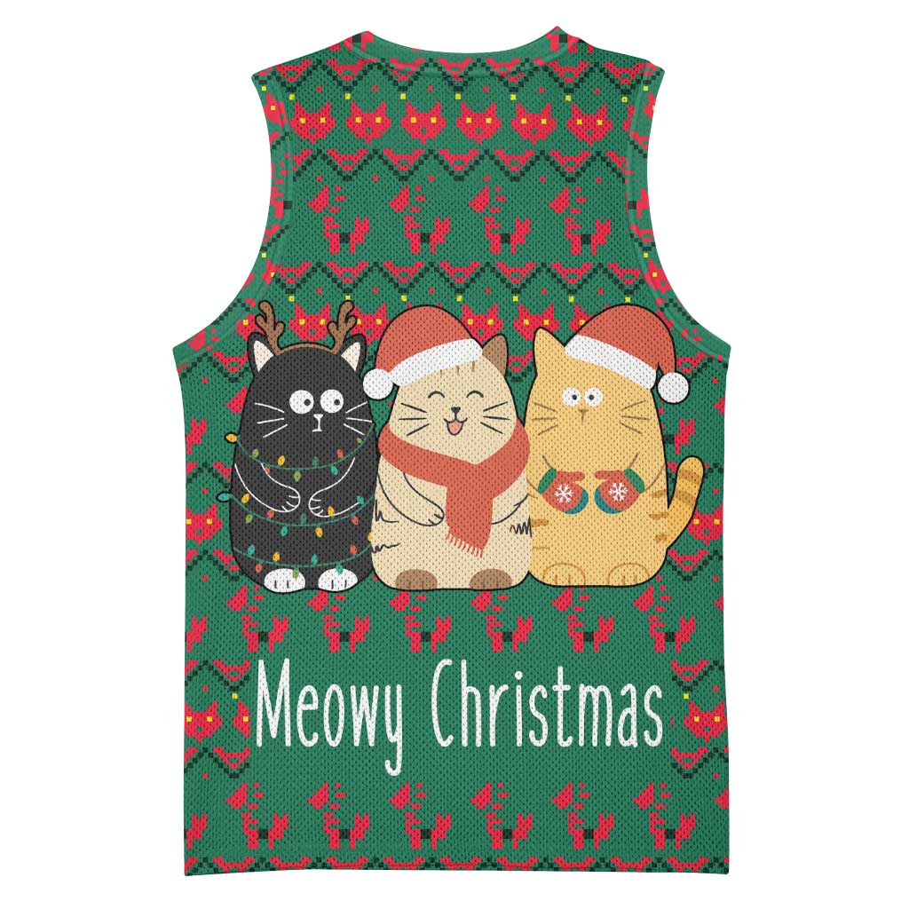 Cat Meowy Christmas Basketball Jersey Xmas Holiday Patterns - Wonder Print Shop