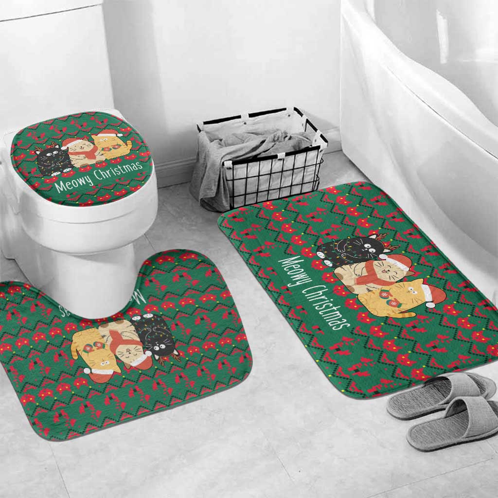 Cat Meowy Christmas Bathroom Set Xmas Holiday Patterns - Wonder Print Shop