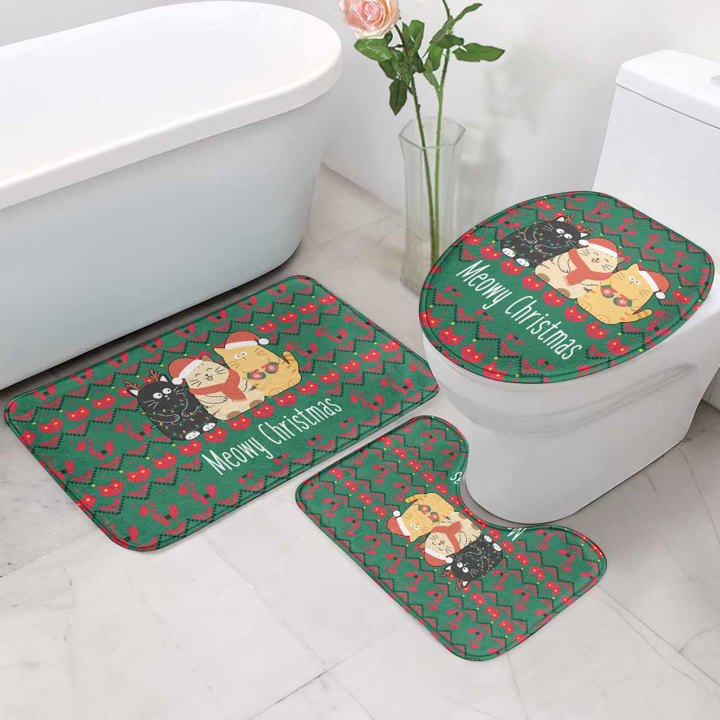 Cat Meowy Christmas Bathroom Set Xmas Holiday Patterns - Wonder Print Shop