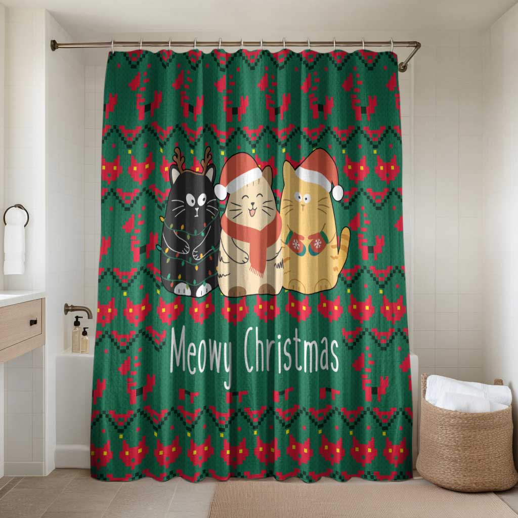Cat Meowy Christmas Bathroom Set Xmas Holiday Patterns - Wonder Print Shop