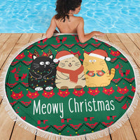 Cat Meowy Christmas Beach Blanket Xmas Holiday Patterns - Wonder Print Shop
