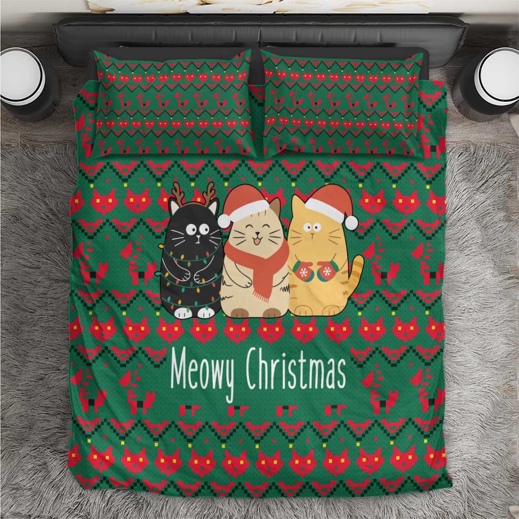 Cat Meowy Christmas Bedding Set Xmas Holiday Patterns - Wonder Print Shop