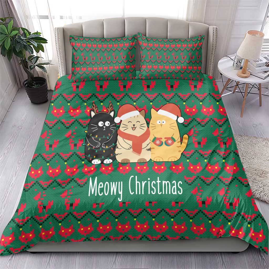 Cat Meowy Christmas Bedding Set Xmas Holiday Patterns - Wonder Print Shop