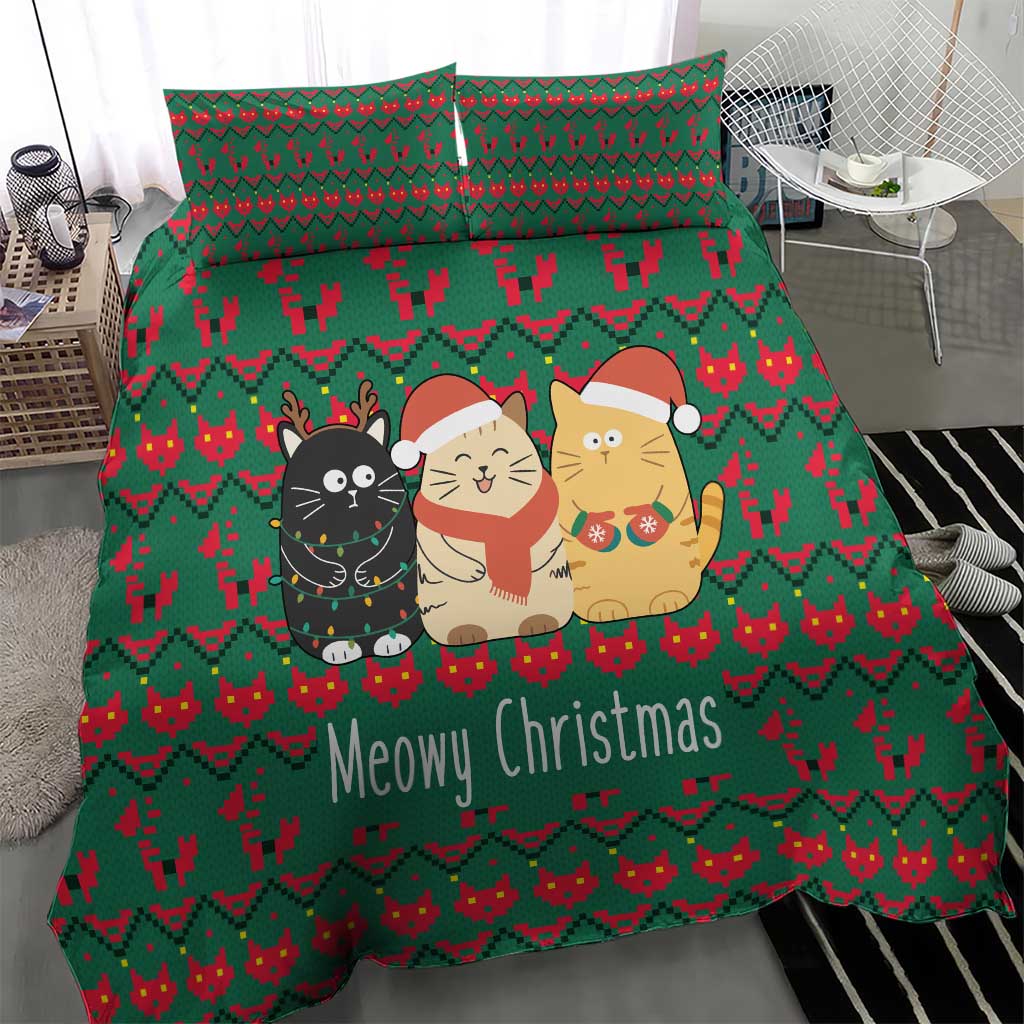 Cat Meowy Christmas Bedding Set Xmas Holiday Patterns - Wonder Print Shop