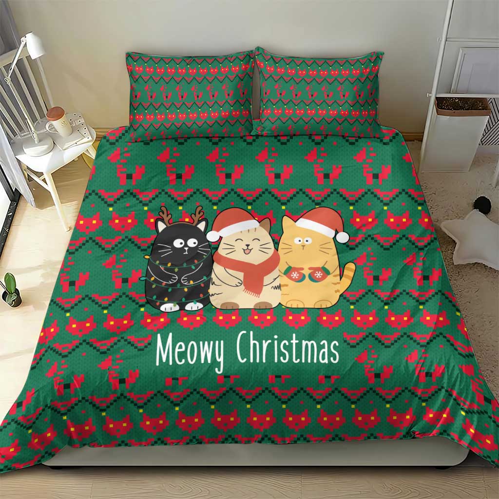 Cat Meowy Christmas Bedding Set Xmas Holiday Patterns - Wonder Print Shop
