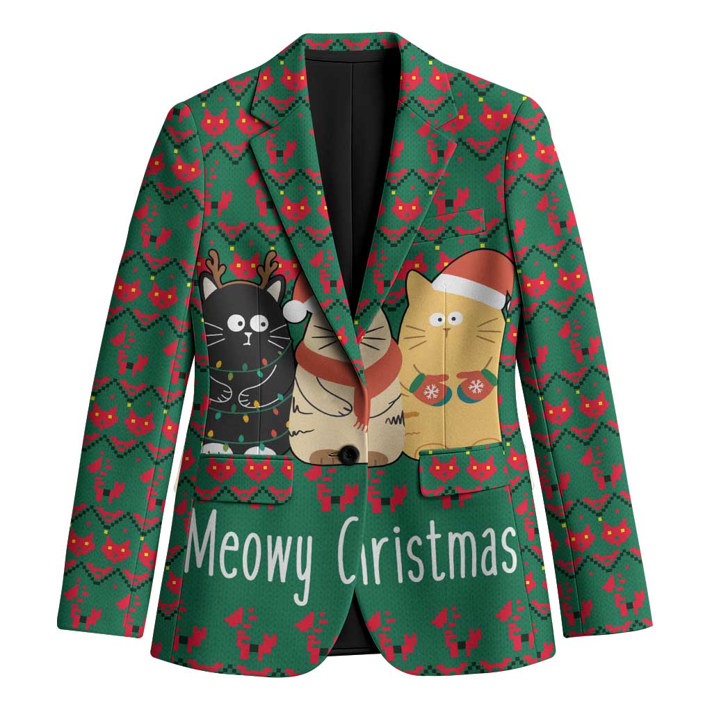 Cat Meowy Christmas Blazer Xmas Holiday Patterns - Wonder Print Shop