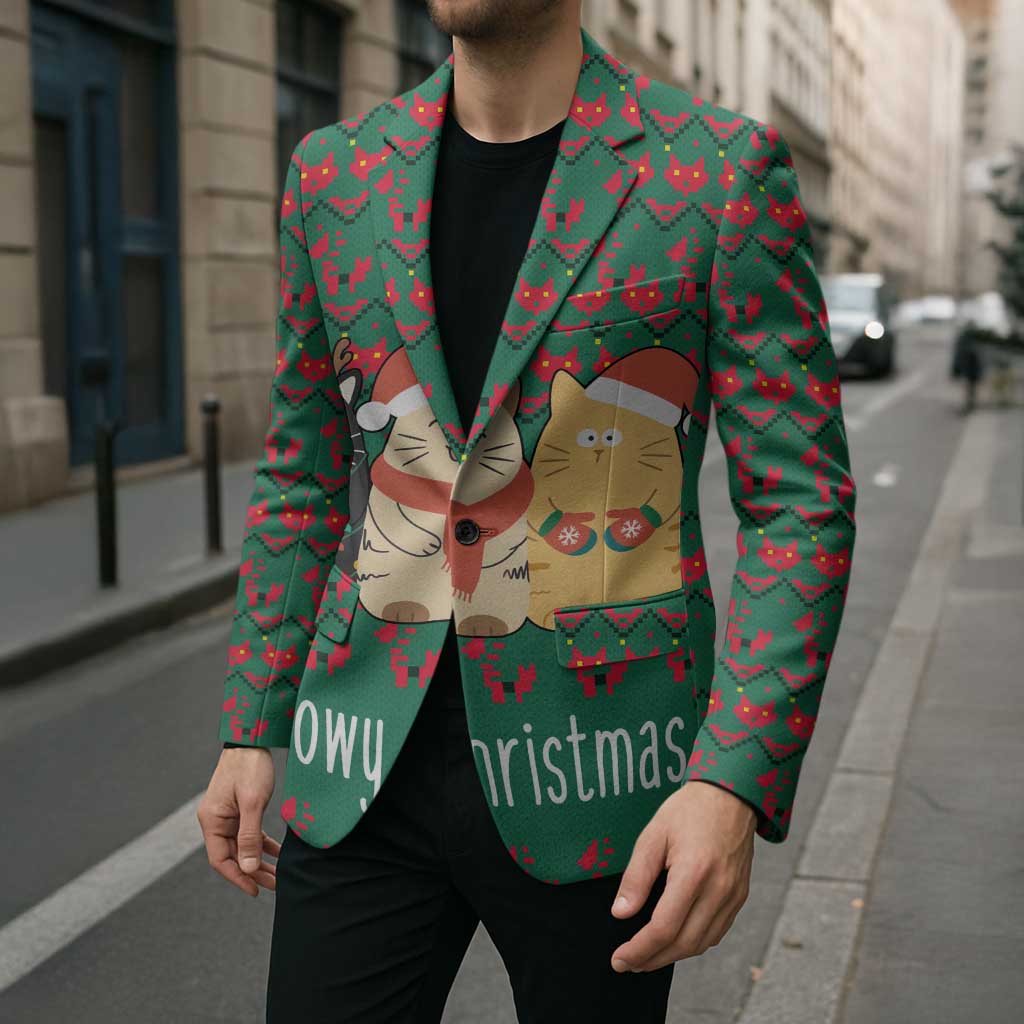 Cat Meowy Christmas Blazer Xmas Holiday Patterns - Wonder Print Shop