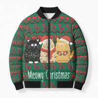 Cat Meowy Christmas Bomber Puffer Jacket Xmas Holiday Patterns - Wonder Print Shop