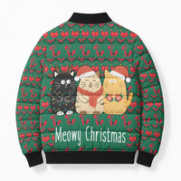 Cat Meowy Christmas Bomber Puffer Jacket Xmas Holiday Patterns - Wonder Print Shop