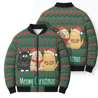 Cat Meowy Christmas Bomber Puffer Jacket Xmas Holiday Patterns - Wonder Print Shop