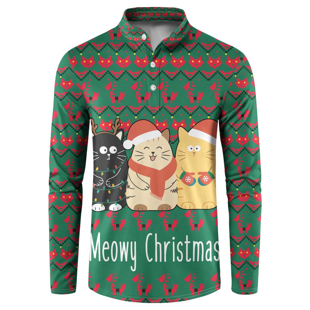 Cat Meowy Christmas Button Sweatshirt Xmas Holiday Patterns - Wonder Print Shop