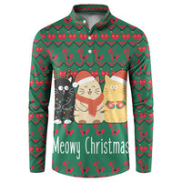 Cat Meowy Christmas Button Sweatshirt Xmas Holiday Patterns - Wonder Print Shop