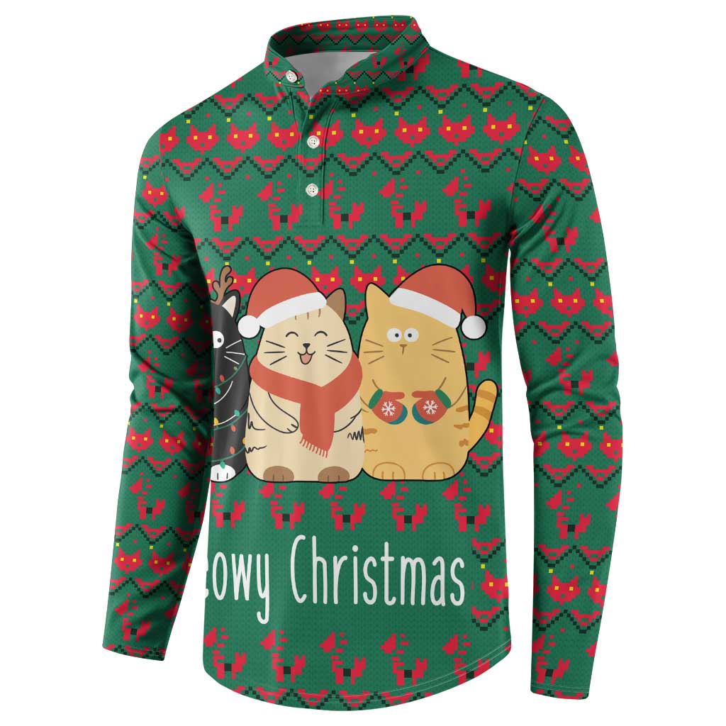 Cat Meowy Christmas Button Sweatshirt Xmas Holiday Patterns - Wonder Print Shop