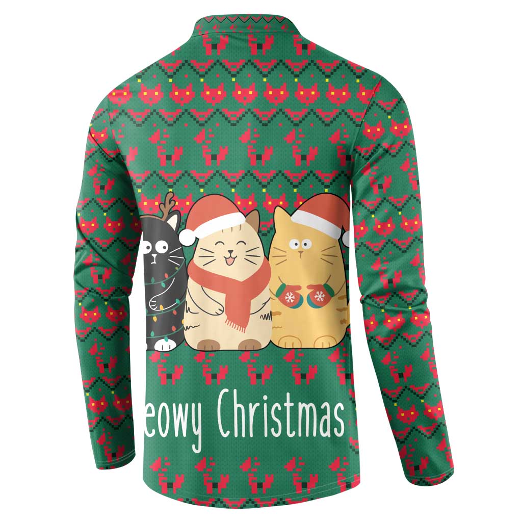 Cat Meowy Christmas Button Sweatshirt Xmas Holiday Patterns - Wonder Print Shop