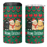 Cat Meowy Christmas 4 in 1 Can Cooler Tumbler Xmas Holiday Patterns - Wonder Print Shop