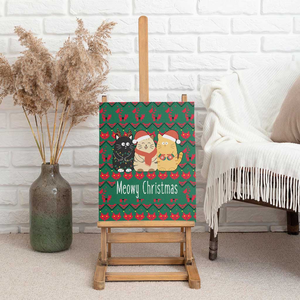 Cat Meowy Christmas Canvas Wall Art Xmas Holiday Patterns - Wonder Print Shop