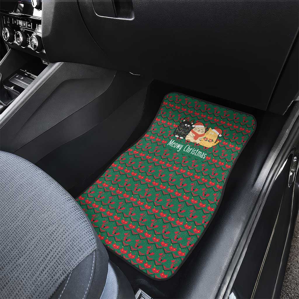 Cat Meowy Christmas Car Mats Xmas Holiday Patterns - Wonder Print Shop