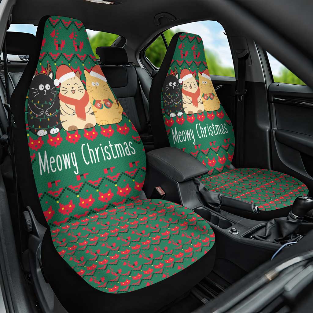 Cat Meowy Christmas Car Seat Cover Xmas Holiday Patterns - Wonder Print Shop