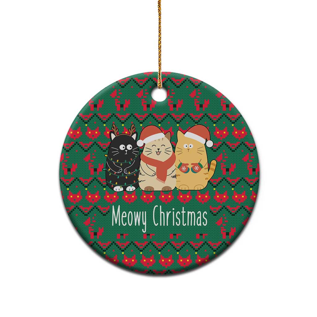 Cat Meowy Christmas Ceramic Ornament Xmas Holiday Patterns - Wonder Print Shop